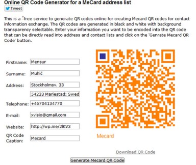 napravite sami svoje QR-kodove za recimo vizitkarticu