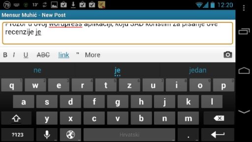 Ovaj post pisem koristeći WordPress aplikaciju, Galaxy Nexus i tastaturu iz Jelly Bean verzije androida